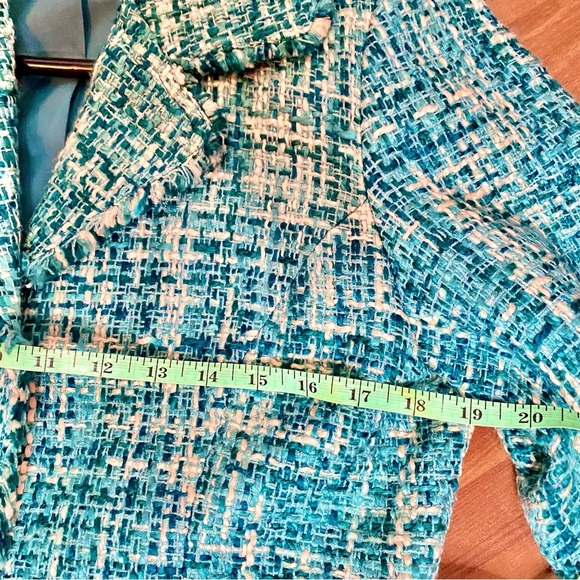 Women's Turquoise Teal Tweed Jacket. Size S - Picture 8 of 16